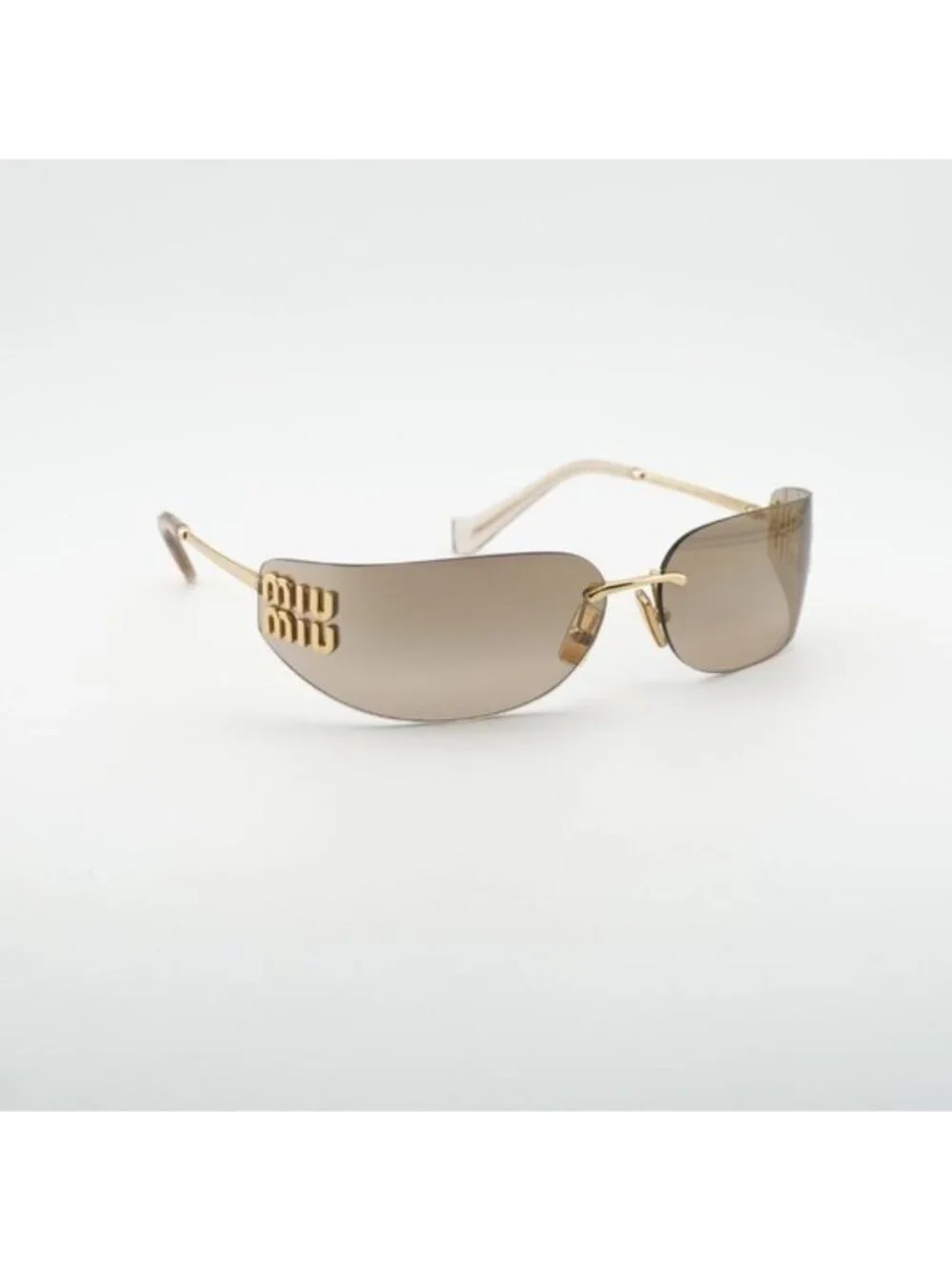 Miu Miu MUA51S 5AK20P Sunglasses Gold Rectangle Frame, Bronze Mirror Lenses